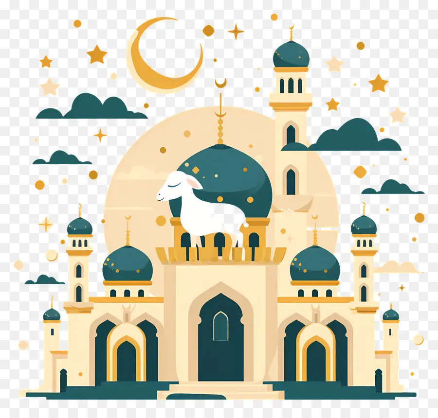 Eid Al Adha，Mezquita Y Oveja PNG