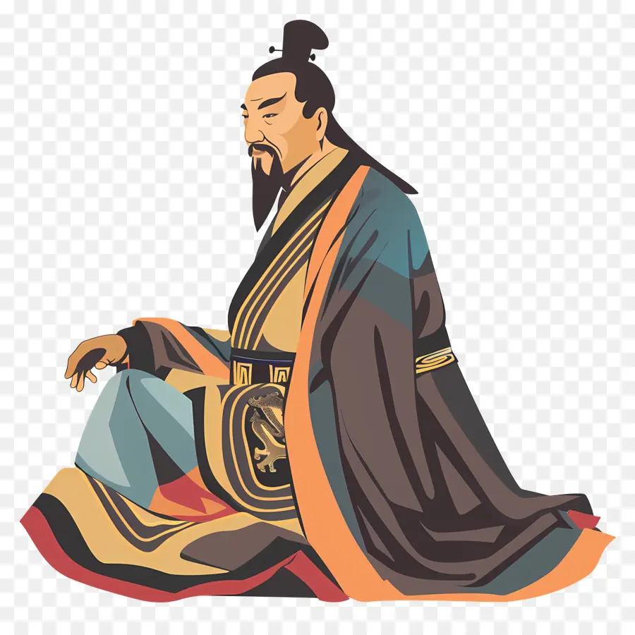 Qu Yuan，Hombre Sentado PNG