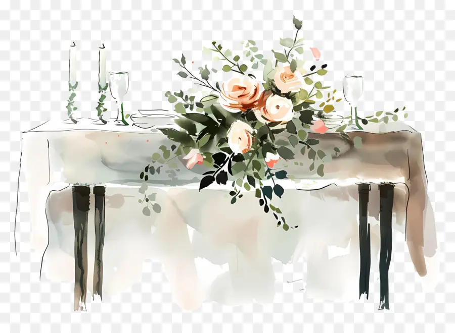 De Mesa Para Boda，Pintura A La Acuarela PNG