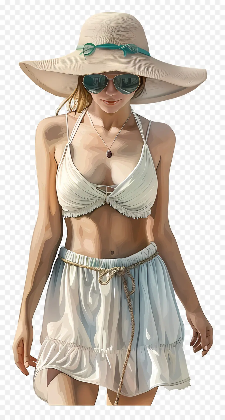 Traje De Verano，Bikini Blanco PNG