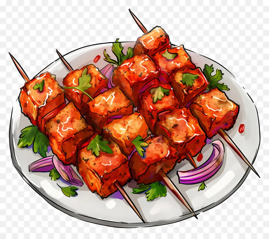 Paneer Tikka，Brochetas A La Parrilla PNG