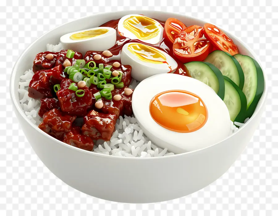 Nasi Lemak，Tazón De Arroz Con Aderezos PNG