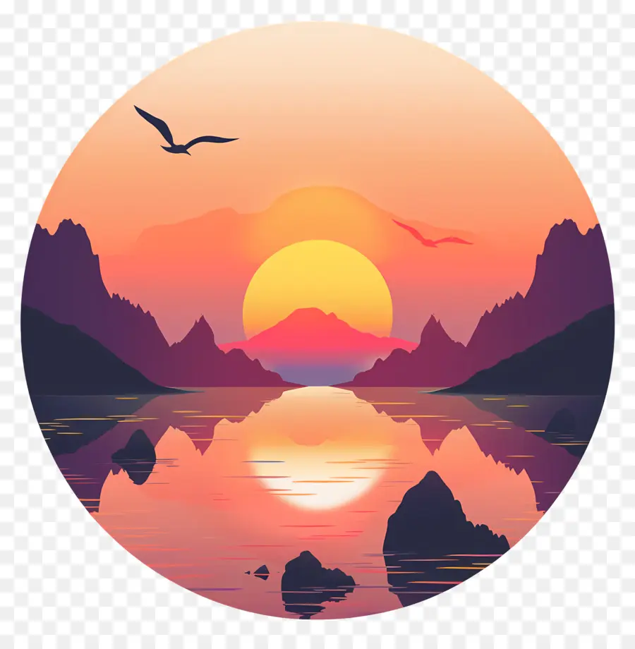 Sunset Glow，Amanecer PNG