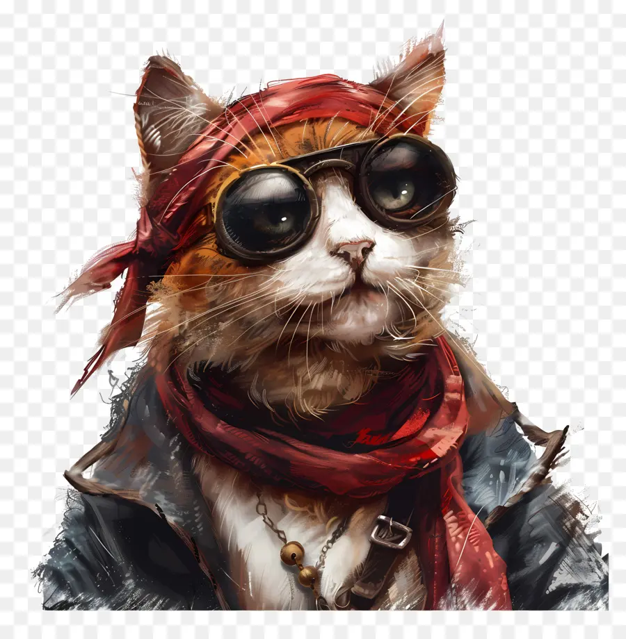 Pirata，Gato Con Gafas PNG