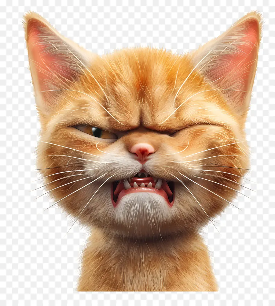 Emoji De Sello，Gato Atigrado Naranja Feroz PNG