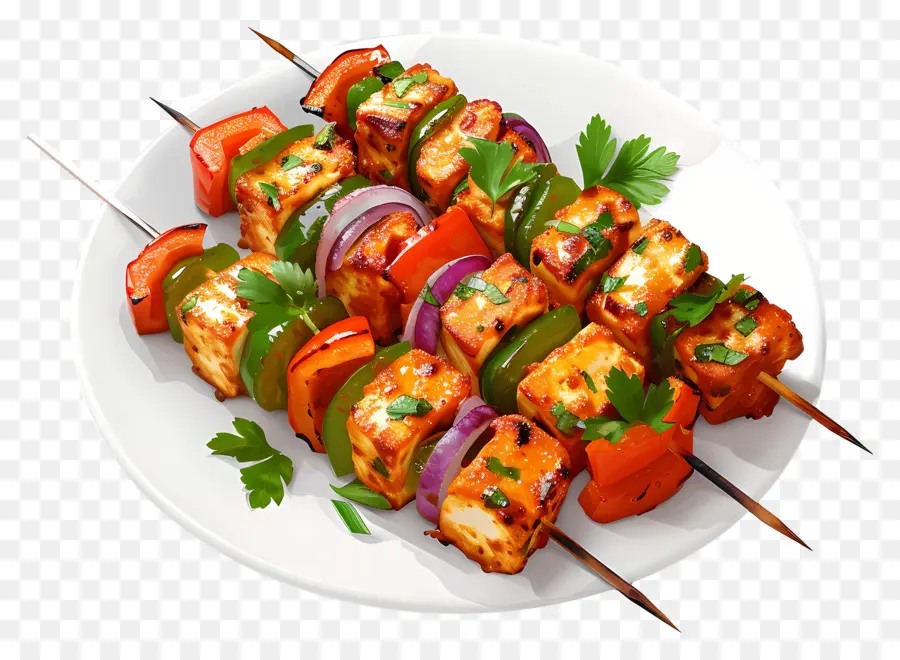 Paneer Tikka，Comida De La India PNG