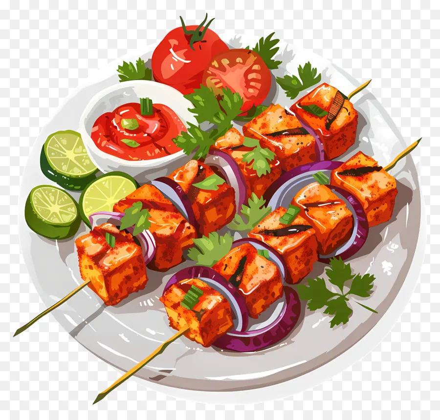 Paneer Tikka，Comida De La India PNG