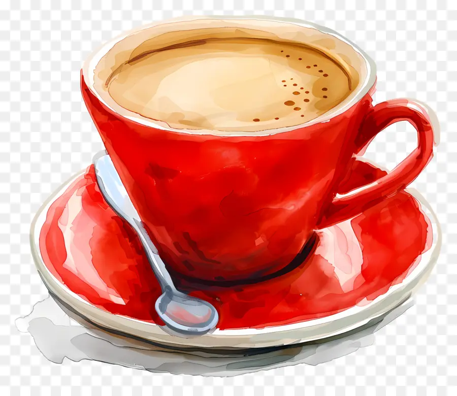 Cup Of Coffee，Pintura A La Acuarela PNG