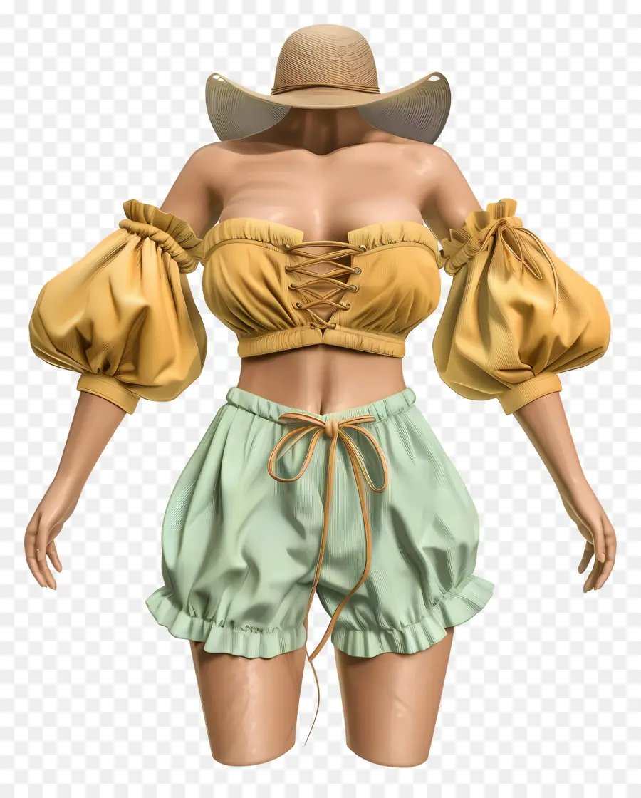 Traje De Verano，Modelo En 3d PNG