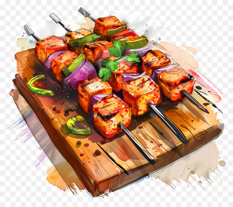 Paneer Tikka，Comida De La India PNG