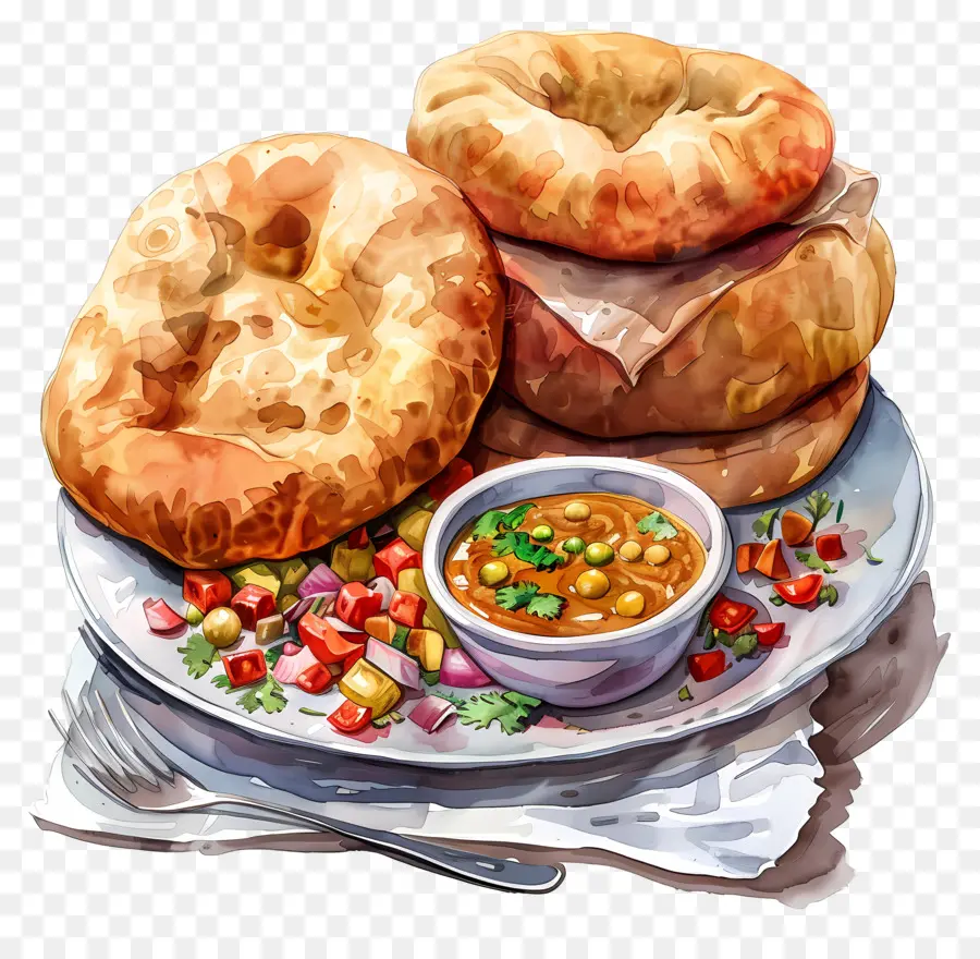 Chole Bhature，Pan Y Curry PNG