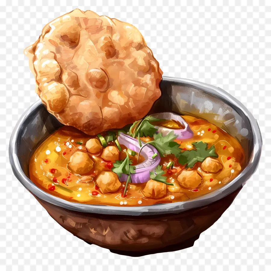 Chole Bhature，Curry De Garbanzos PNG