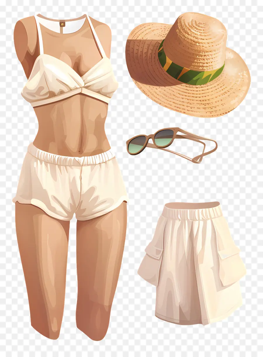 Traje De Verano，Traje De Baño Blanco PNG