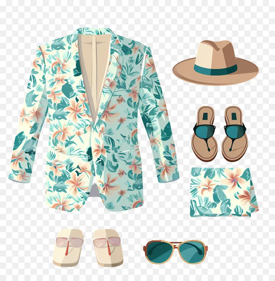 Traje De Verano，Tropical Patrón PNG