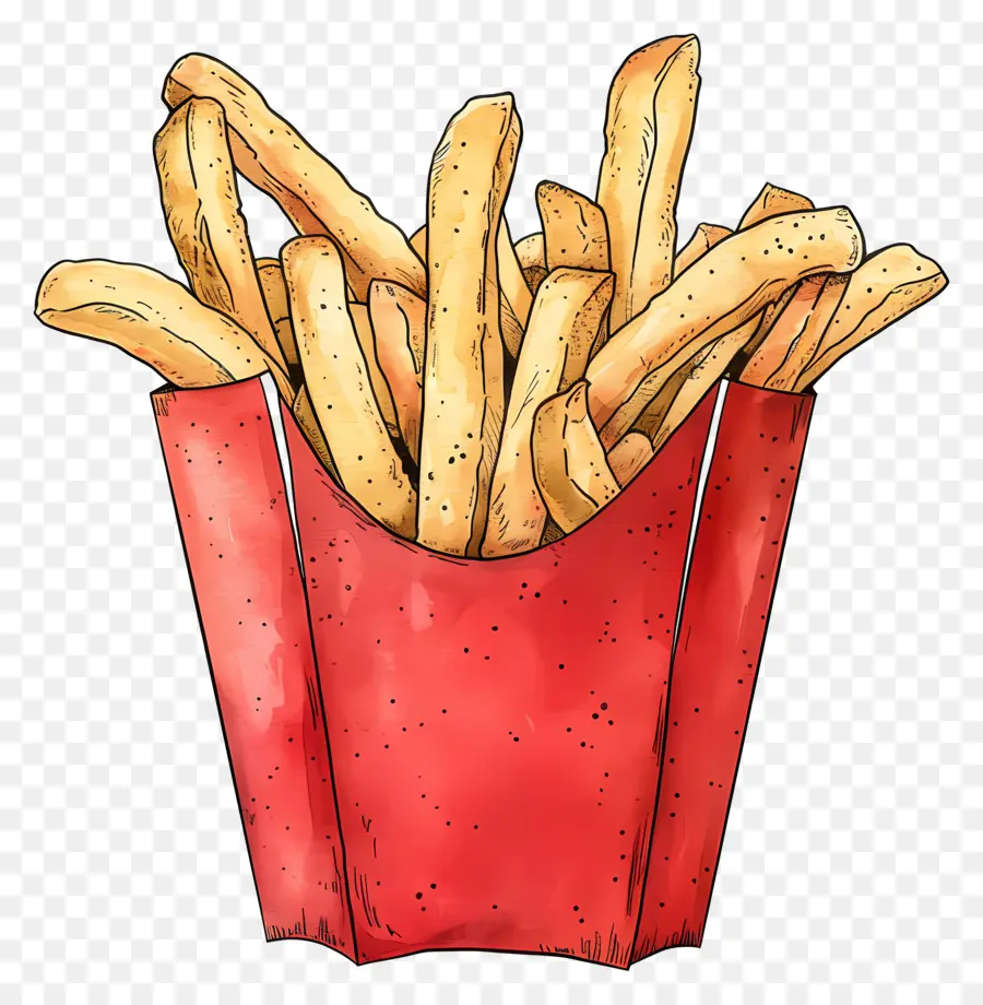 Las Papas Fritas，Dibujo De Acuarela PNG