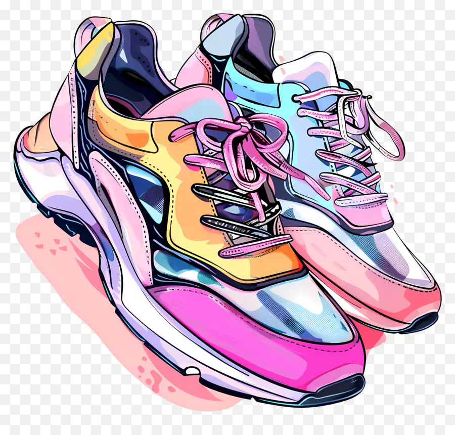 Zapatillas De Deporte，Dibujo A Lápiz De Color PNG