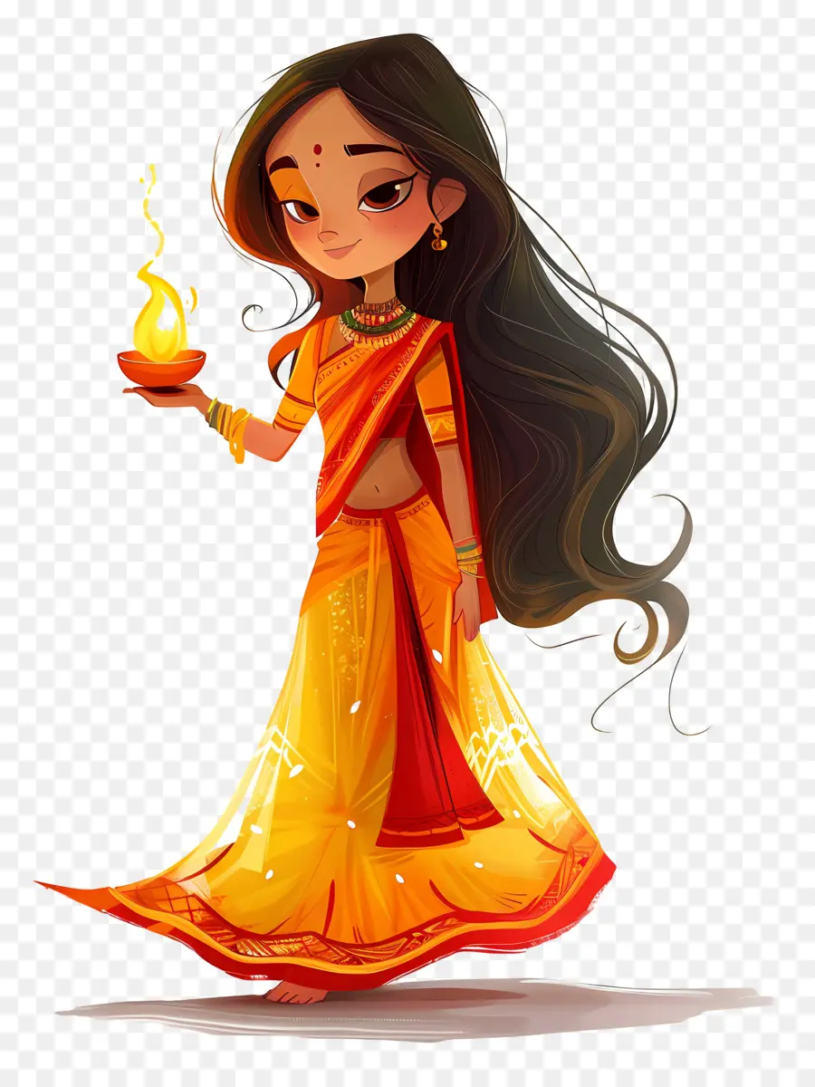 Diya，Vestido Indio Tradicional PNG