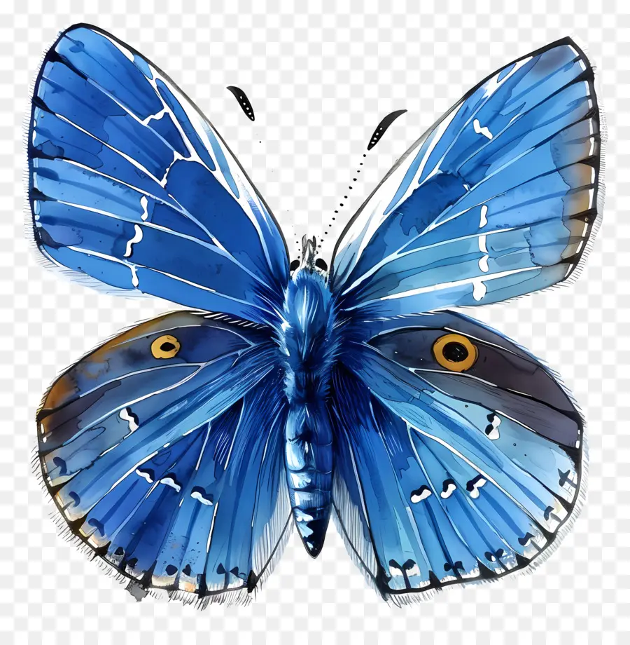 Mariposa Azul，Ojos Grandes PNG
