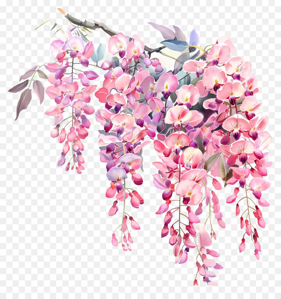 Glicinia Rosa，Acuarela De Wisteria PNG