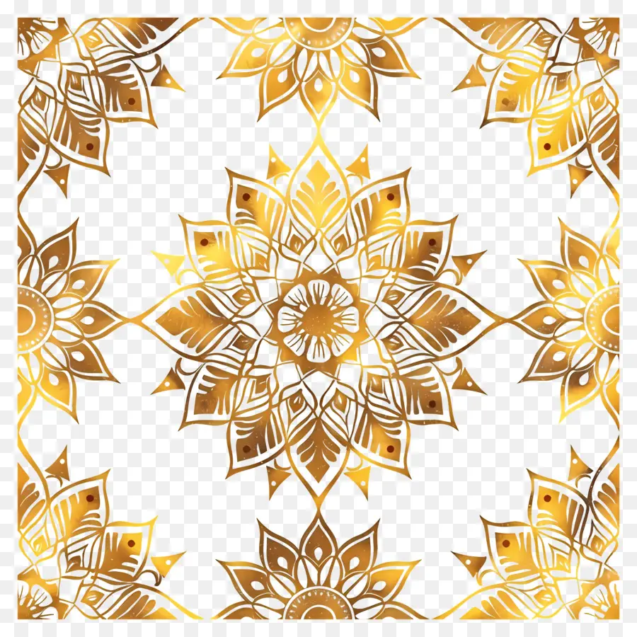 Patrón De Mandala De Oro，Patrón Floral Dorado PNG