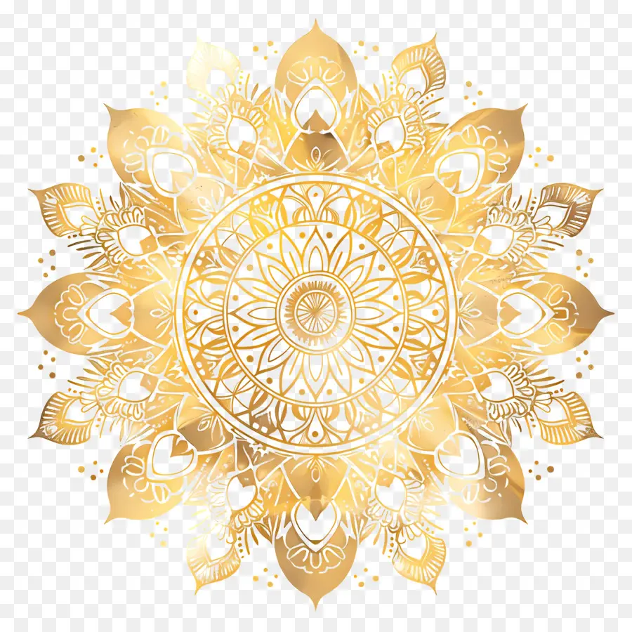 Patrón De Mandala De Oro，Mandala PNG