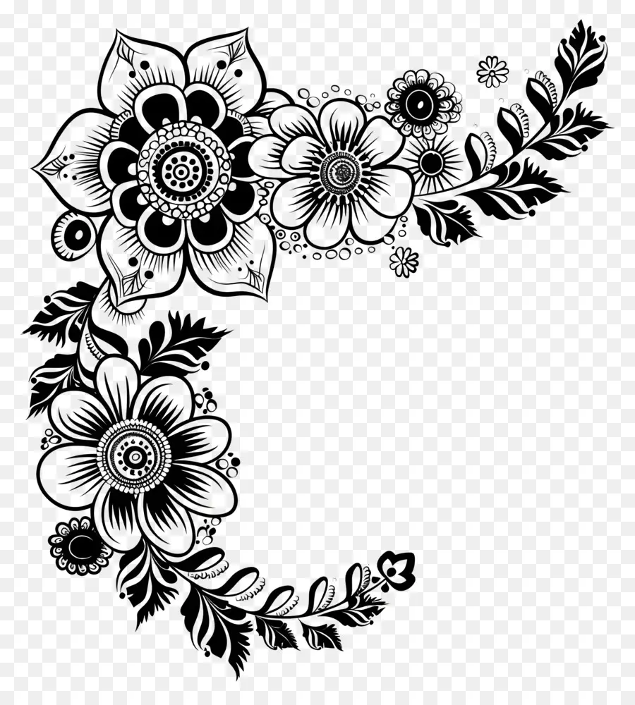 Diseño De Mehndi Floral，Marco Decorativo PNG