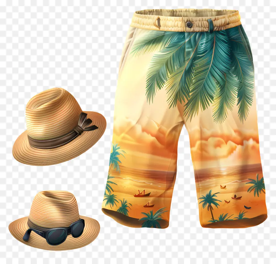 Traje De Verano，Pantalones Cortos PNG