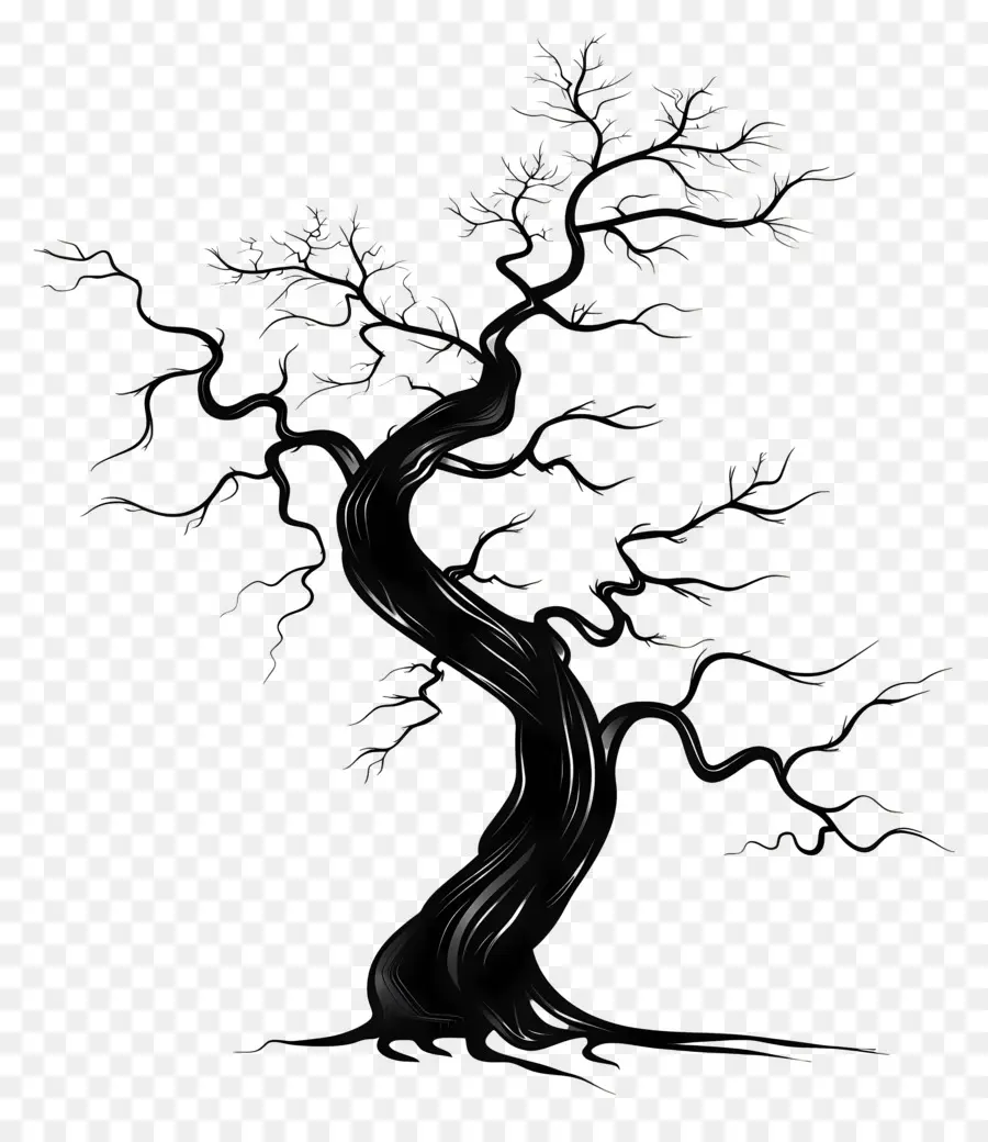 árbol Negro De Halloween，árbol Espeluznante PNG