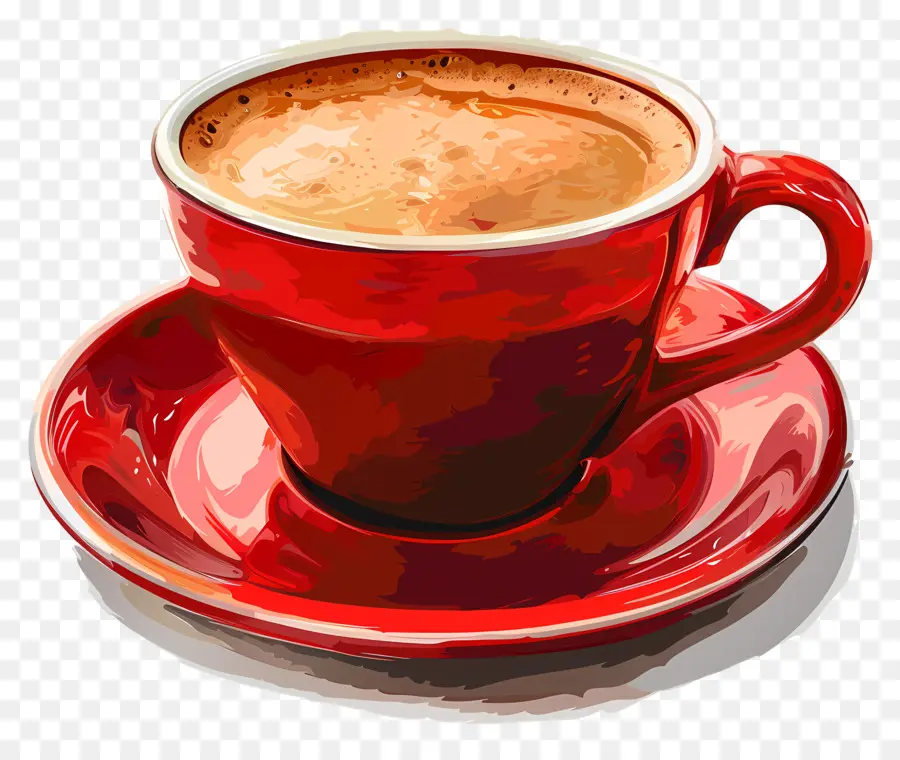 Taza De Cafe，Vaso Rojo PNG