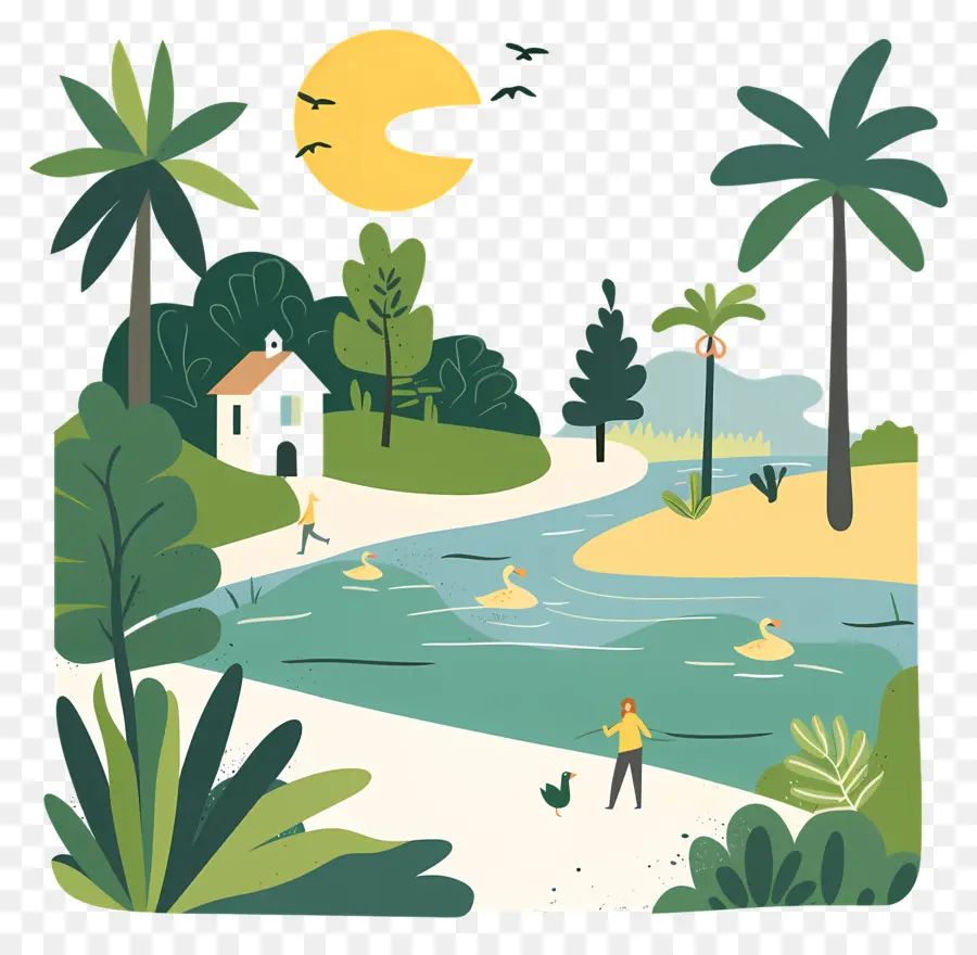 Escena De Verano，Paisaje PNG