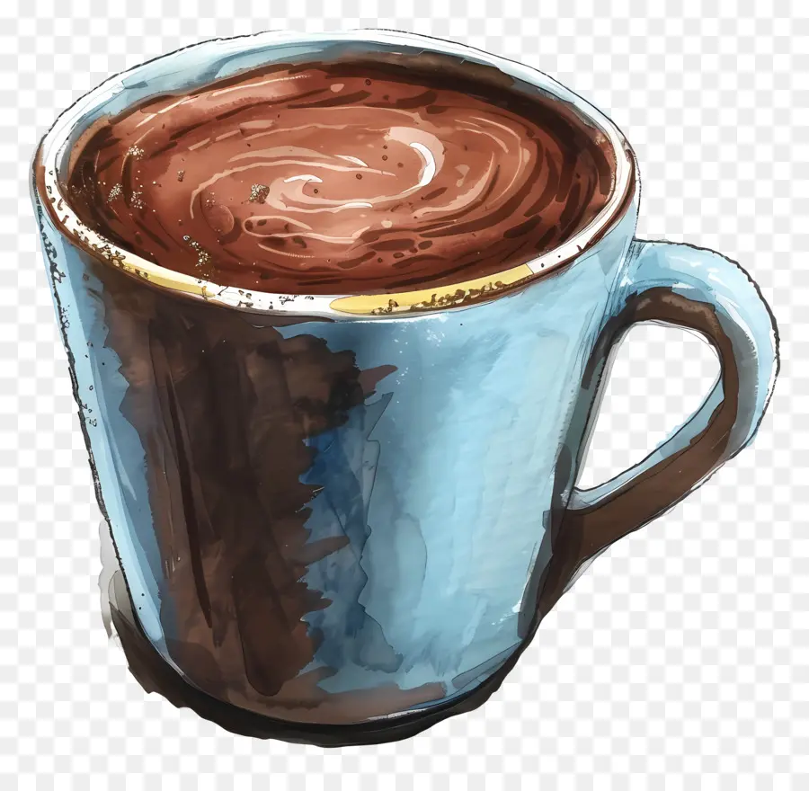 Taza De Cacao，Taza Azul Y Blanca PNG