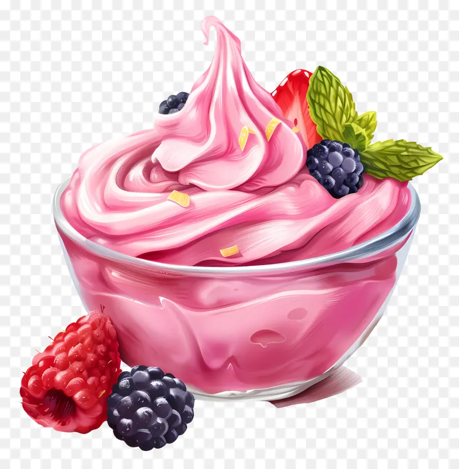 Helado De Yogur，Frambuesas PNG