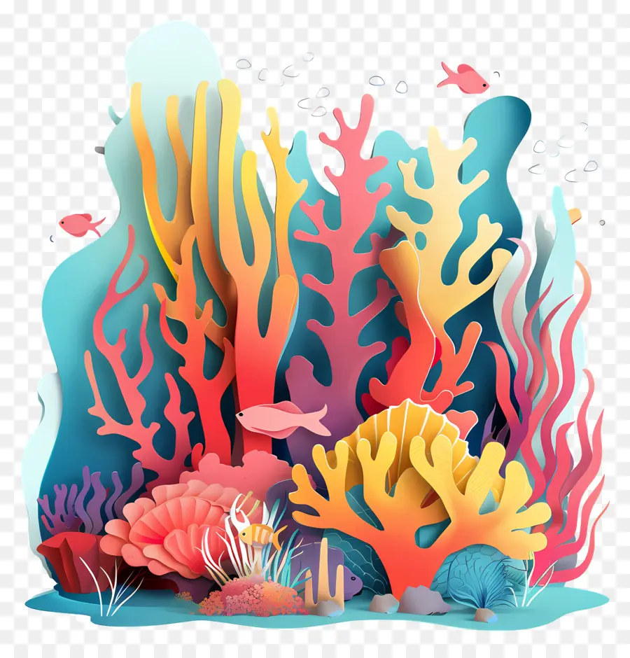 Arrecife De Coral，Peces De Colores PNG