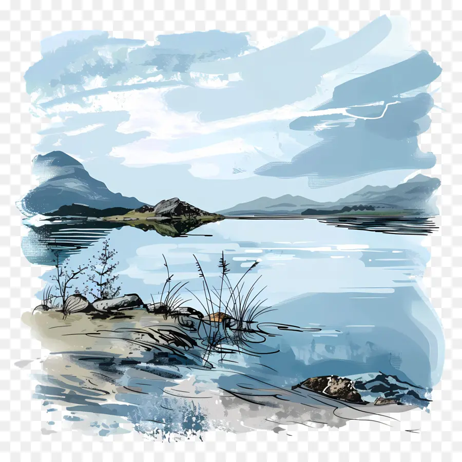 Lago，Pintura De Paisaje PNG