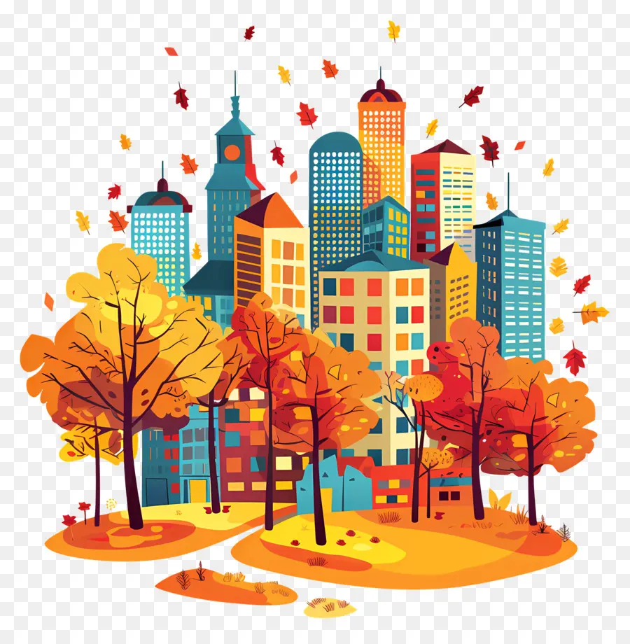 Ciudad De Otoño，Paisaje Urbano PNG