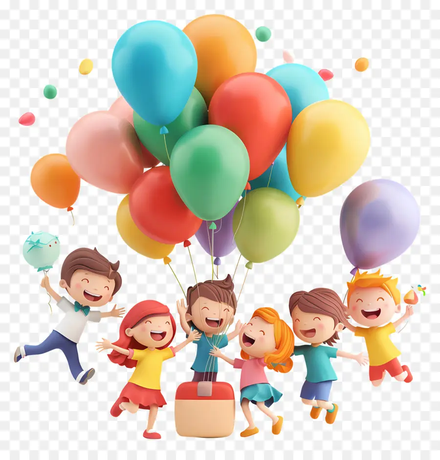 Dia Del Niño，Niños Con Globos PNG