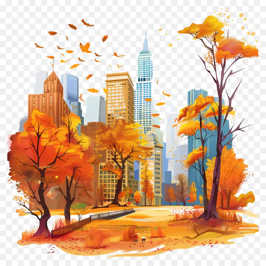 Ciudad De Otoño，Paisaje Urbano PNG