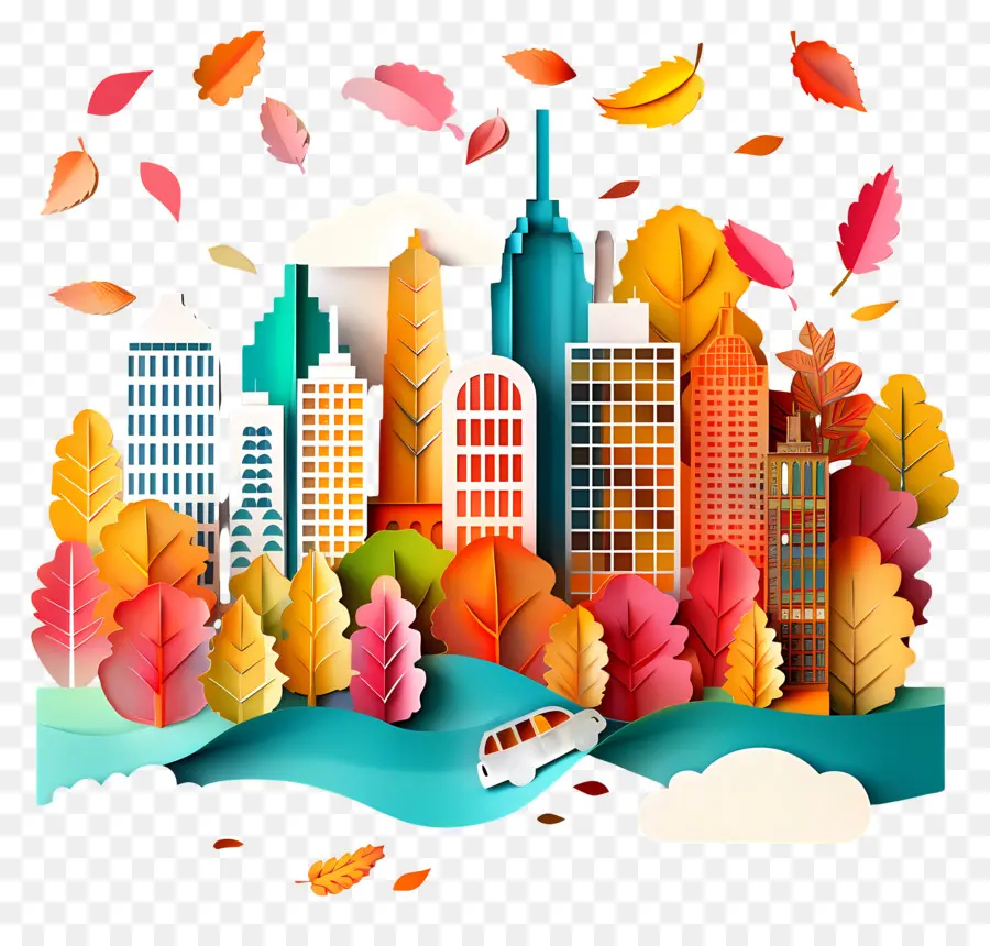 Ciudad De Otoño，Paisaje Urbano PNG