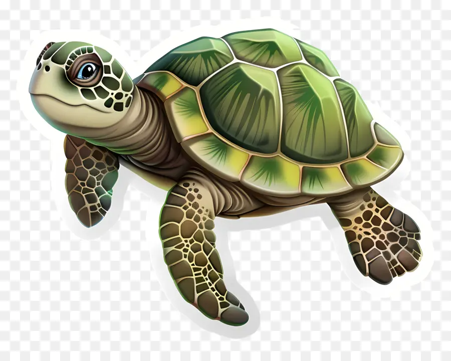 Pegatina De Tortuga，Tortuga Verde PNG