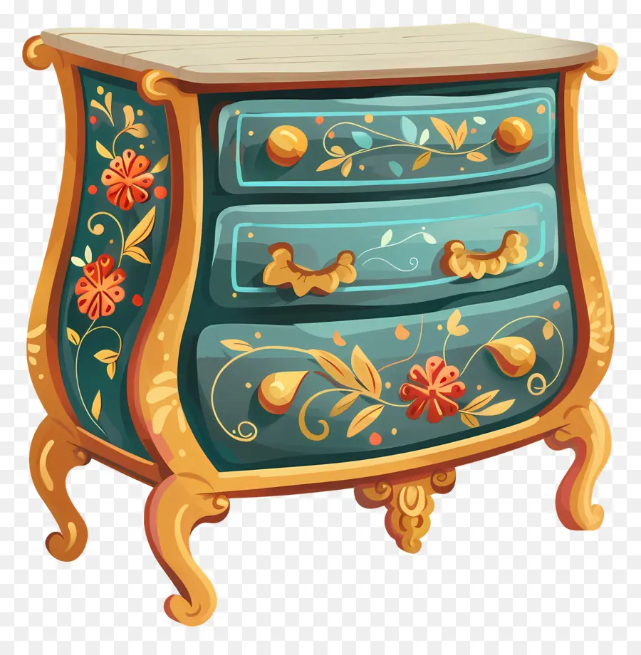 Dresser，Cápsula De Cajones Azules Y Dorados PNG