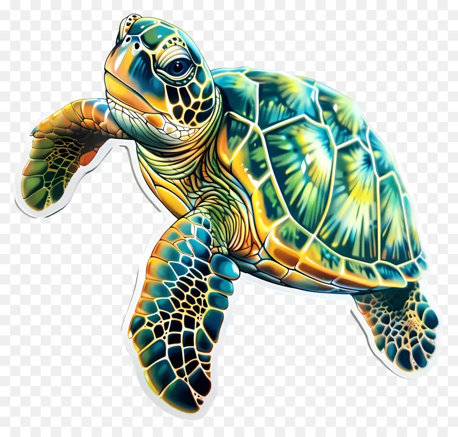 Pegatina De Tortuga，Tortuga Verde PNG