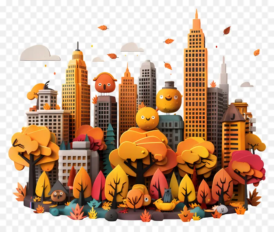 Ciudad De Otoño，Paisaje Urbano PNG