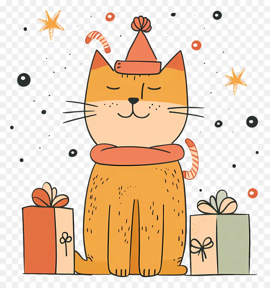 Gato，Regalos De Navidad PNG