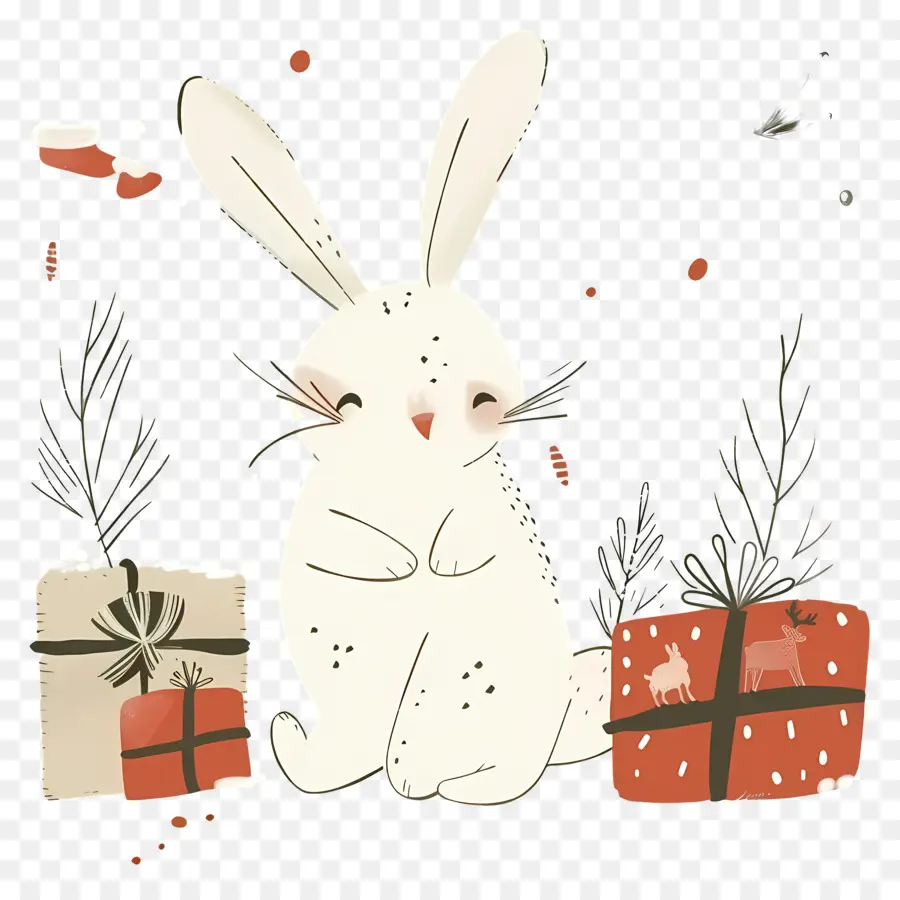 Conejo，Regalos De Navidad PNG
