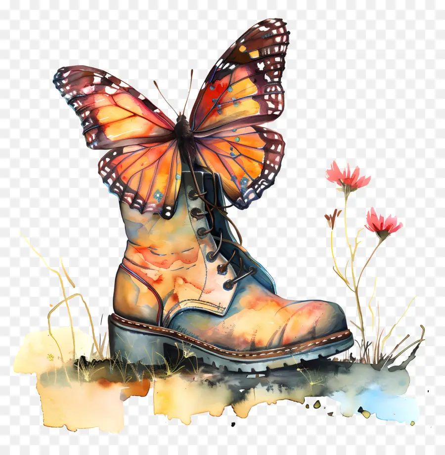 Mariposa，Bota Con Mariposa PNG