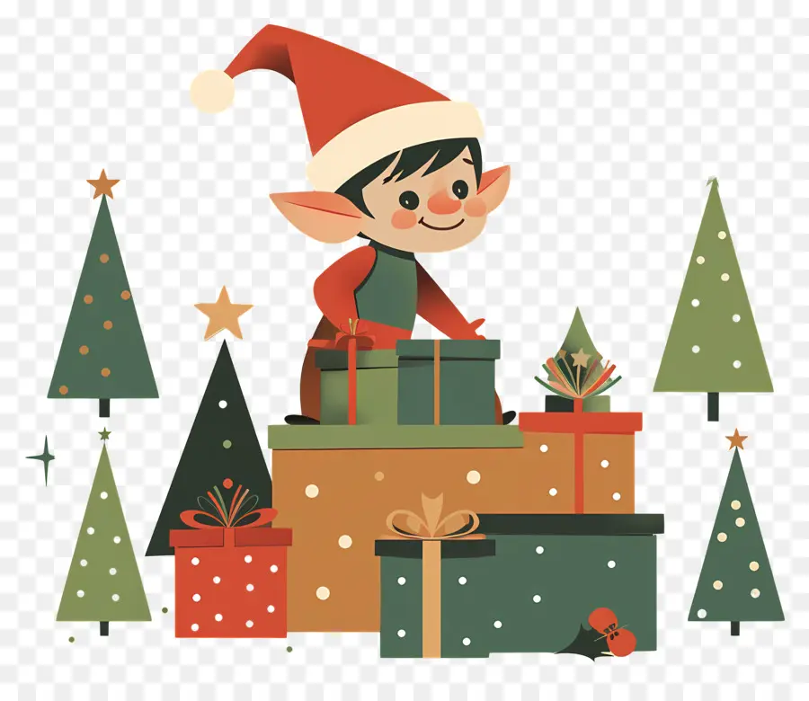 Elfo，Regalos De Navidad PNG