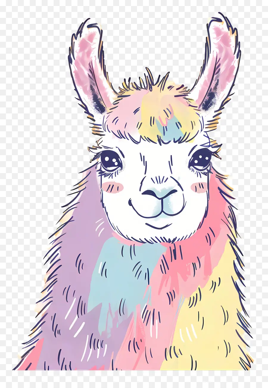 Llama，Boceto De Lápiz De Colores PNG