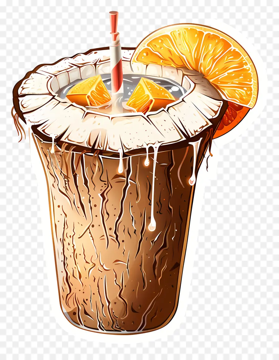 Pegatina De Bebida De Coco，Taza De Coco PNG