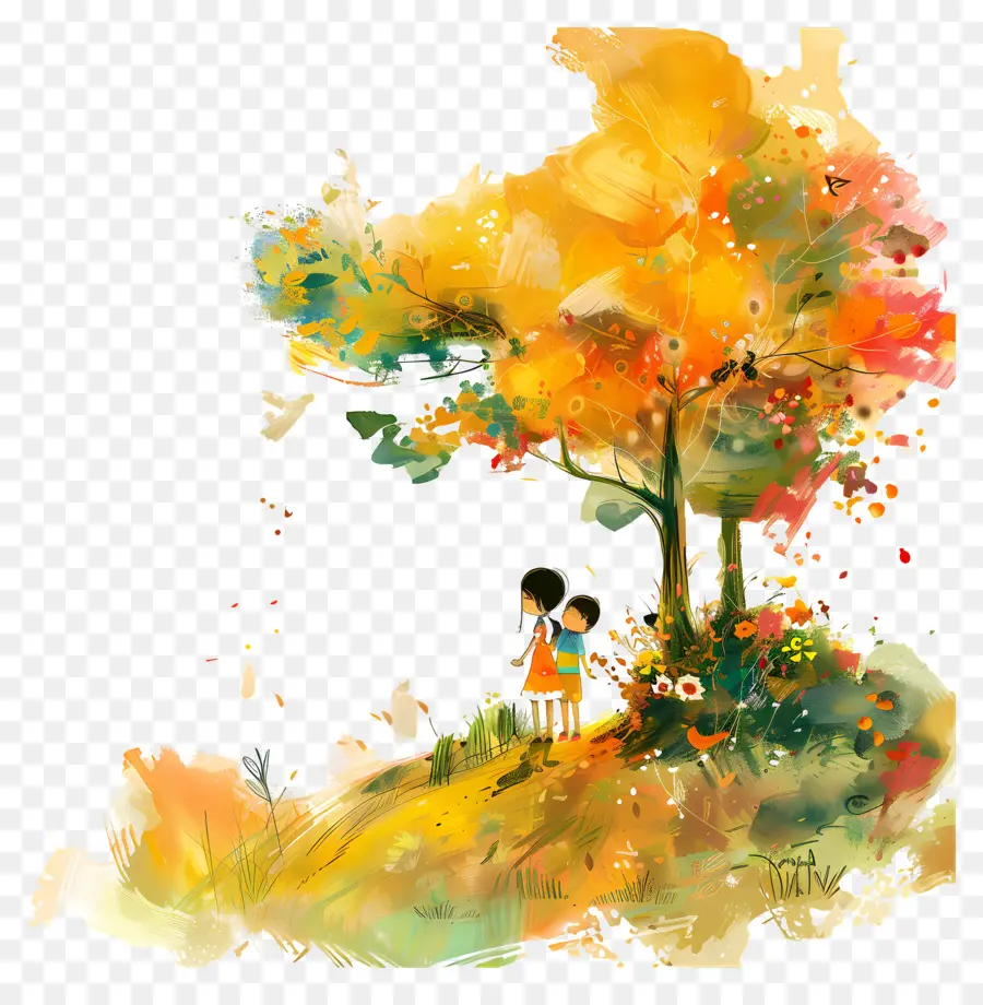 Dia Del Niño，Niños Bajo El árbol PNG