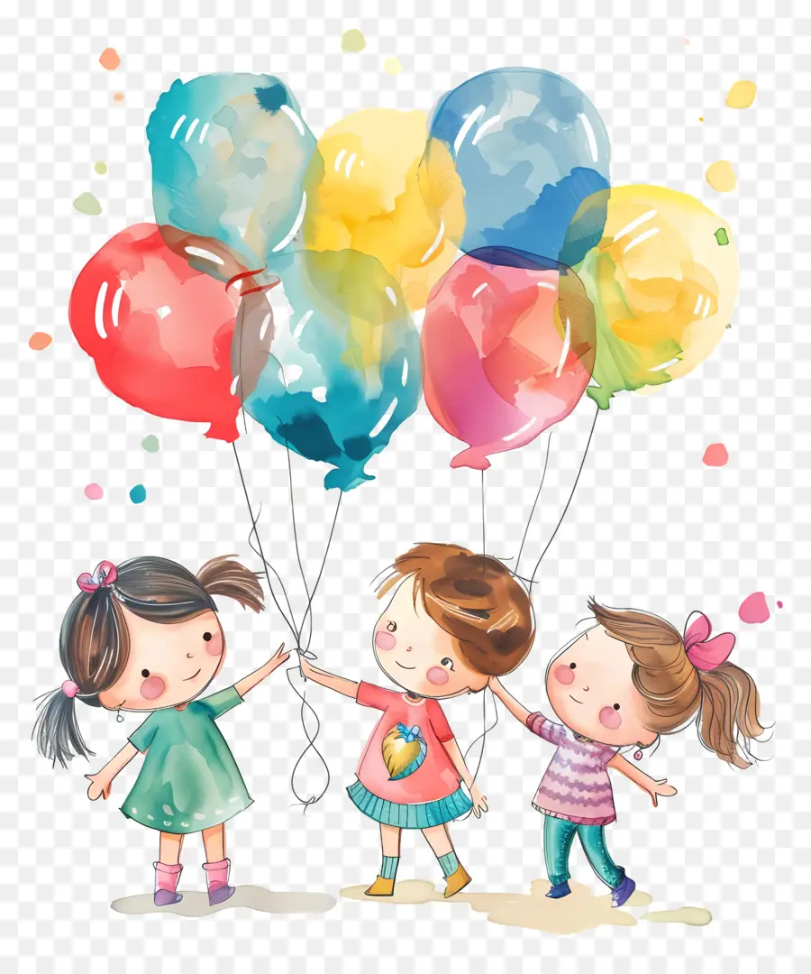 Dia Del Niño，Niños Con Globos PNG